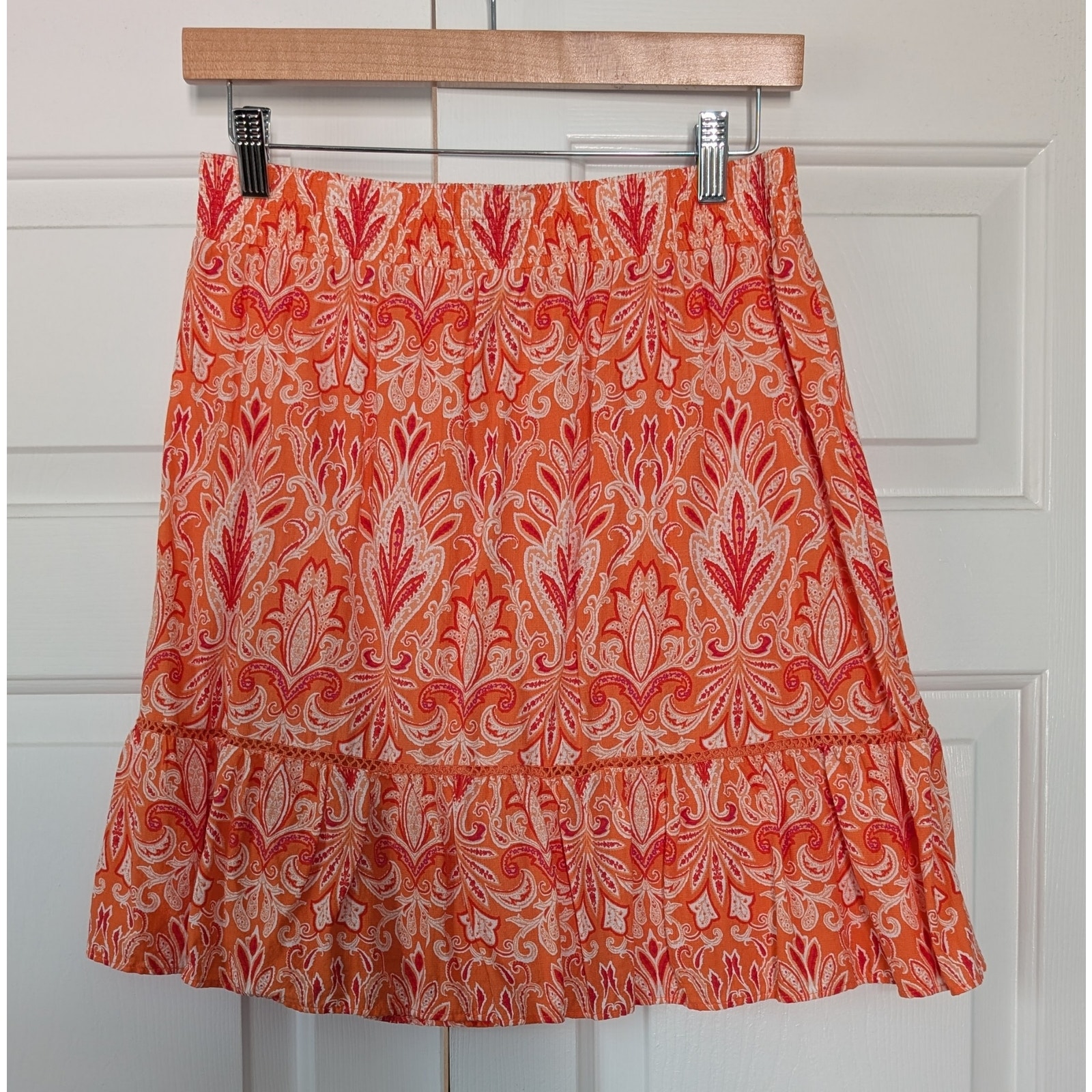 Loft Orange Paisley Skirt